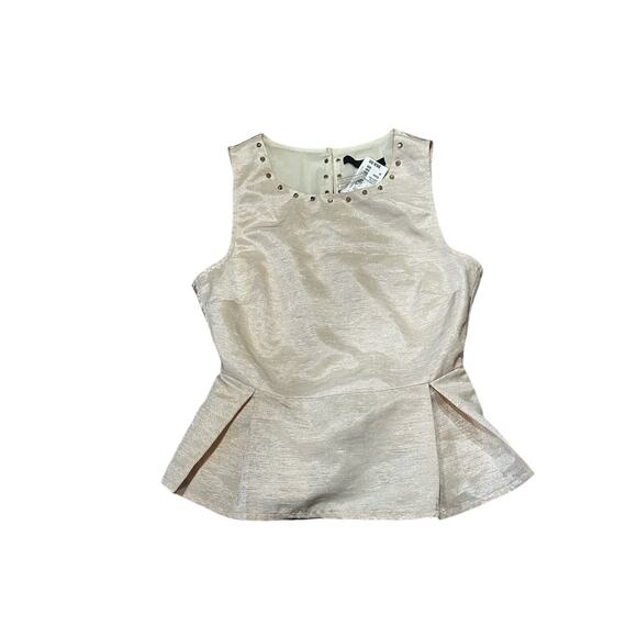 NWT Champagne Studded Open Back Peplum Top Medium- South Moon Under - Picture 12 of 12